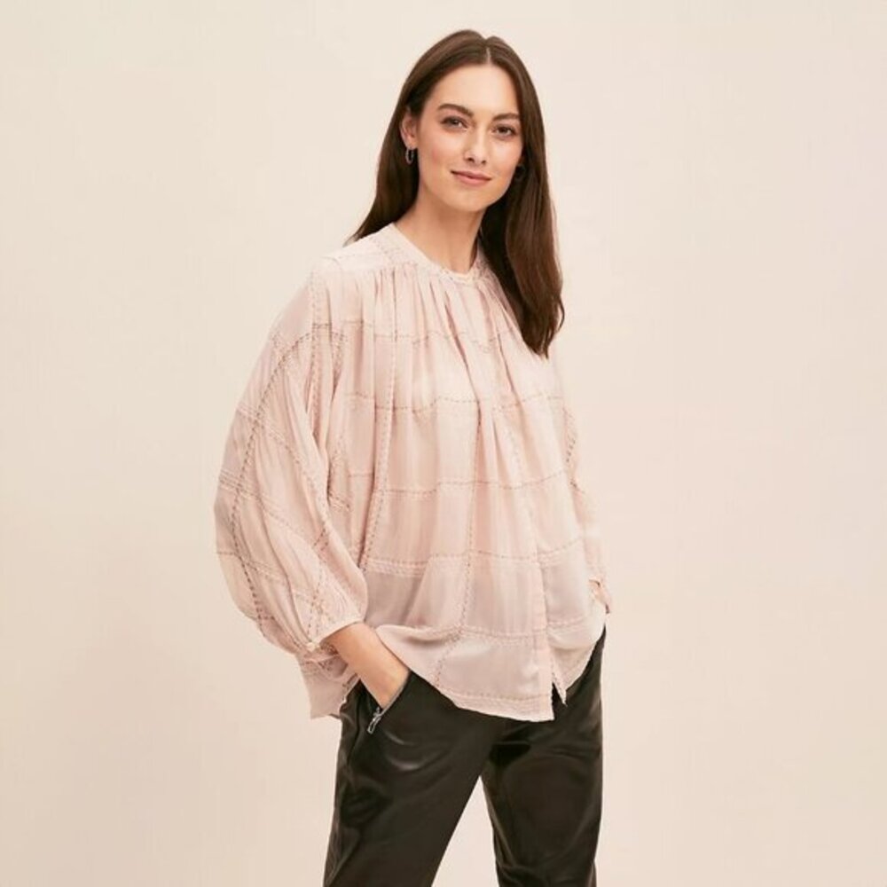 Anthropologie Sarabeth Textured Buttondown in Mauve - sz XS